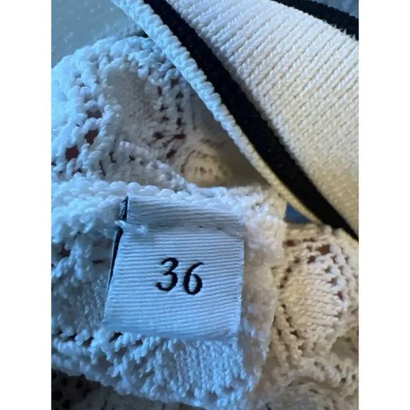 Sandro Molina White Striped Sleeveless Buttoned V Neck Knit Midi Dress Sz 36 - Picture 13 of 16